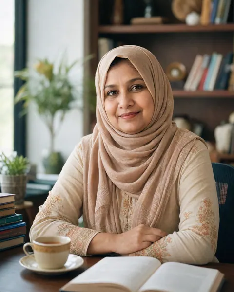 A chemistry teacher at her study desk